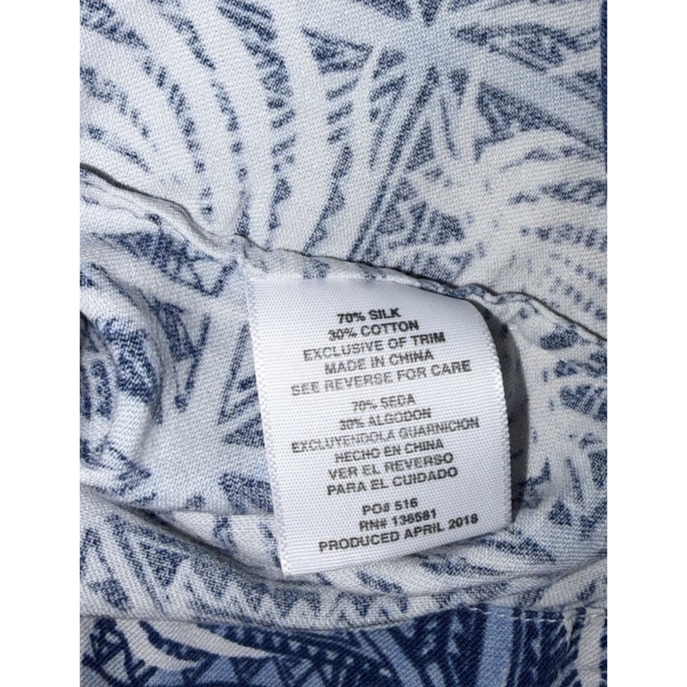 Nat Nast Mens Medium Button Up Silk Blend Palm Print Blue Hawaiian Camp Casual - Picture 9 of 9